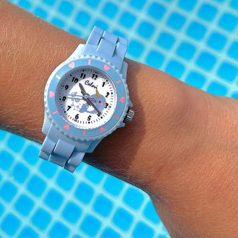 Zegarek dziecięcy Colori Kidz 5-CLK114 z wielorybem – silikonowy pasek – Ø 30 mm – niebieski