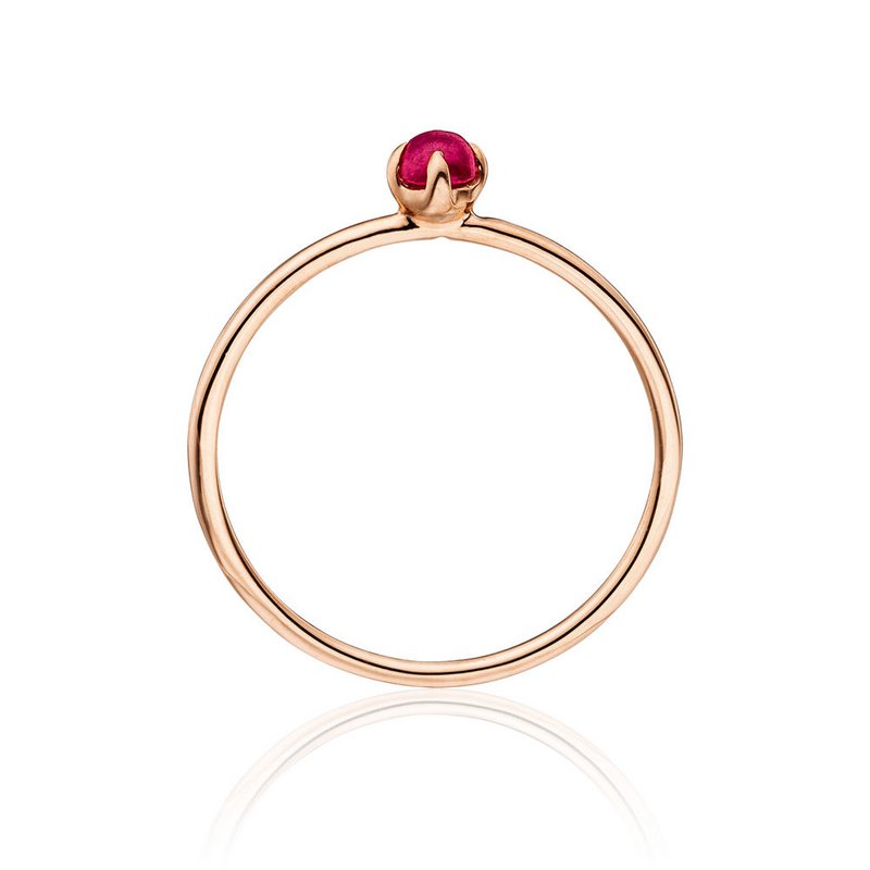 Ring cabochon, 14K rosa guld, rubin