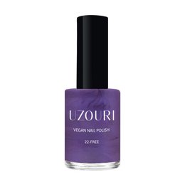 Vegan nail polish in a vibrant purple shade, 22-free formula, 14ml bottle.