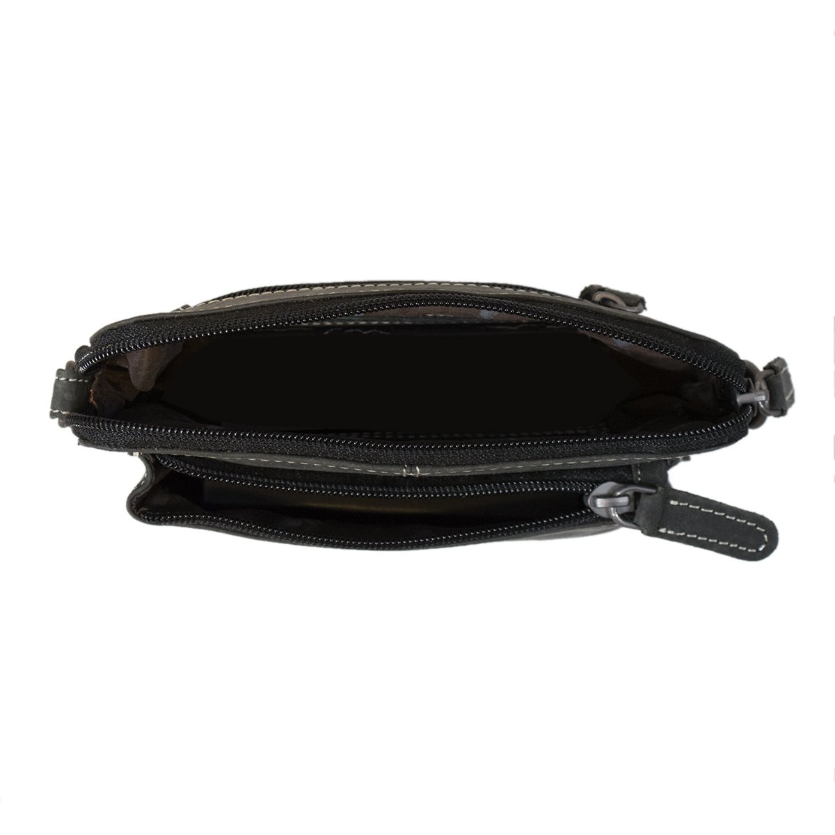 Schultertasche - Gürteltasche - Clutch aus schwarzem Büffelleder - 3 Farben Leder