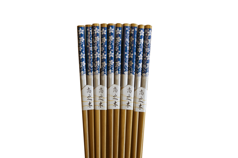Edo Chopstick Set, 5 pair Blue Flowers