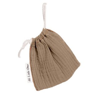 Pacifier bag made of organic BIO cotton muslin pacifier bag Dark Oak Light