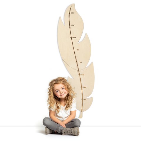 Wand-Wachstumsmesser für das Kinderzimmer, Messlatte mit Federmotiv für Kinder