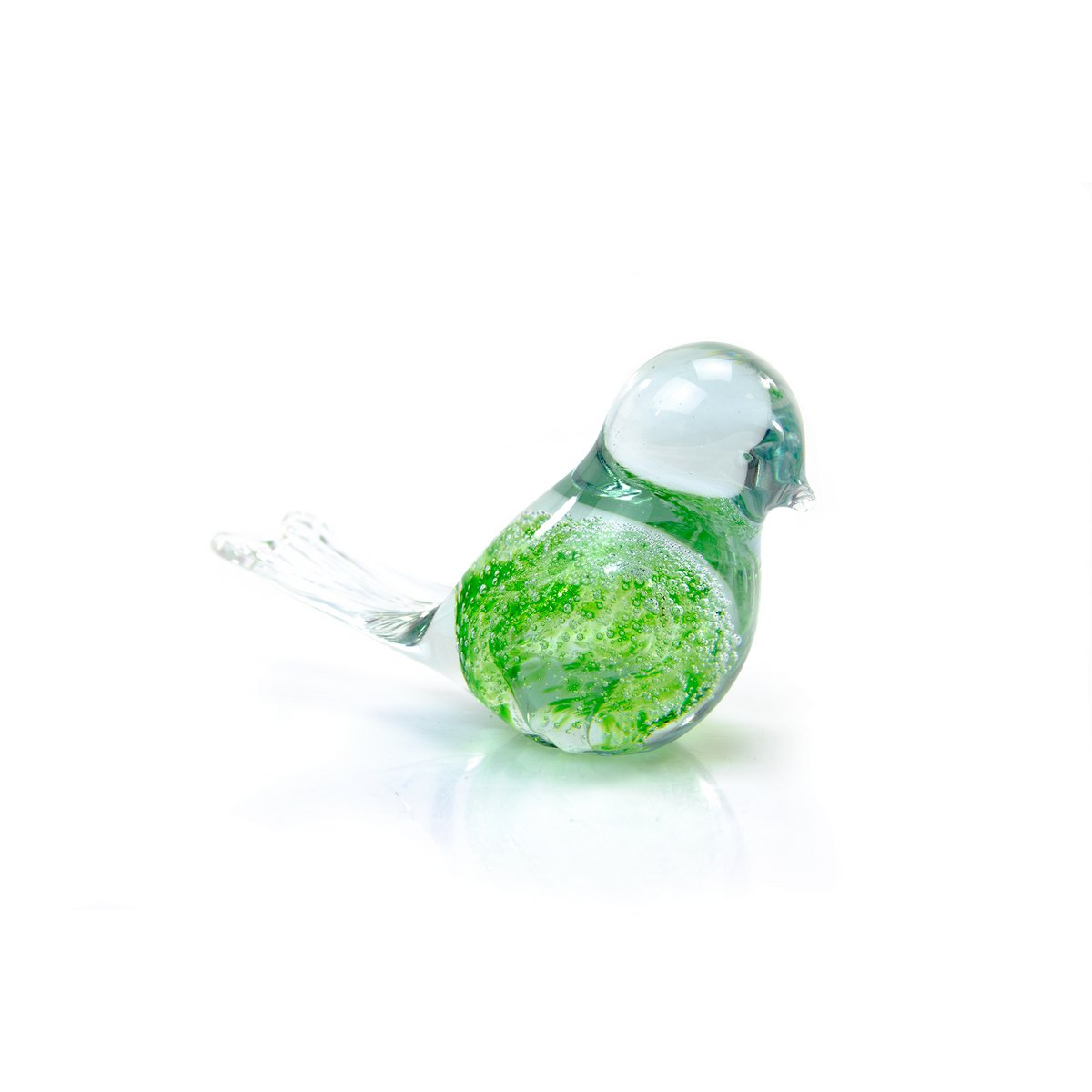 Groene Vogel van Glas - bubbels - ø 12 cm - Handgemaakt