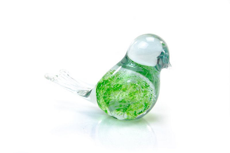 Groene Vogel van Glas - bubbels - ø 12 cm - Handgemaakt