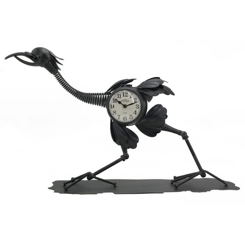 Metall Doppelseitenuhr Vogel schwarz