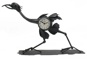 Metall Doppelseitenuhr Vogel schwarz