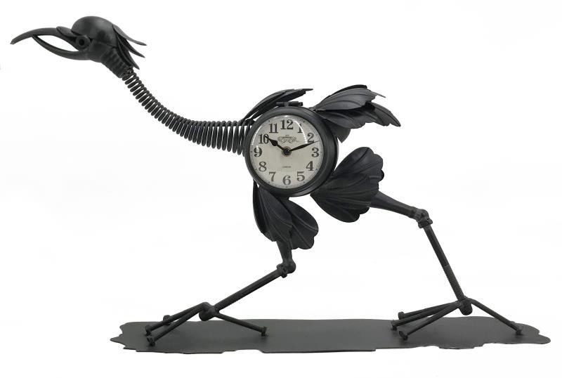 metal double side clock bird black