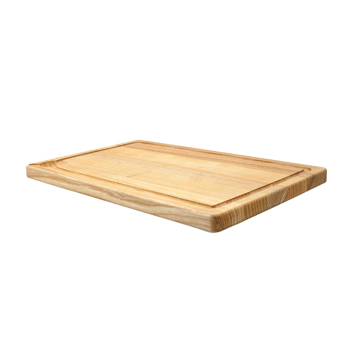 Tabla de cortar de madera de fresno con ranura para jugo