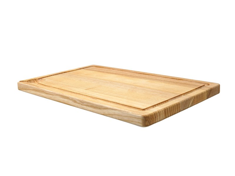 Tabla de cortar de madera de fresno con ranura para jugo