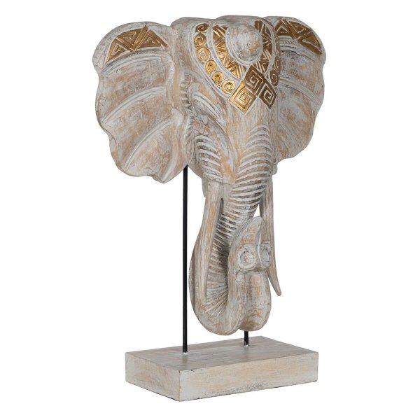 Decorative Figure White Golden Natural Elephant