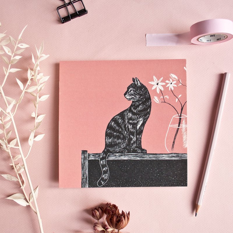 Postkarte | Katze mit Vase