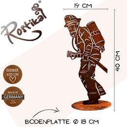 Vatertag | Feuerwehrmann auf Bodenplatte | Metalldeko Figur