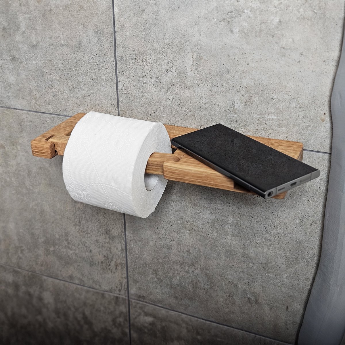 Porta della carta igienica a parete con scaffale e slot per telefoni integrato