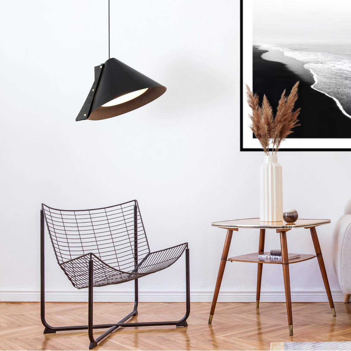Silence M pendant light D40cm recycled leather