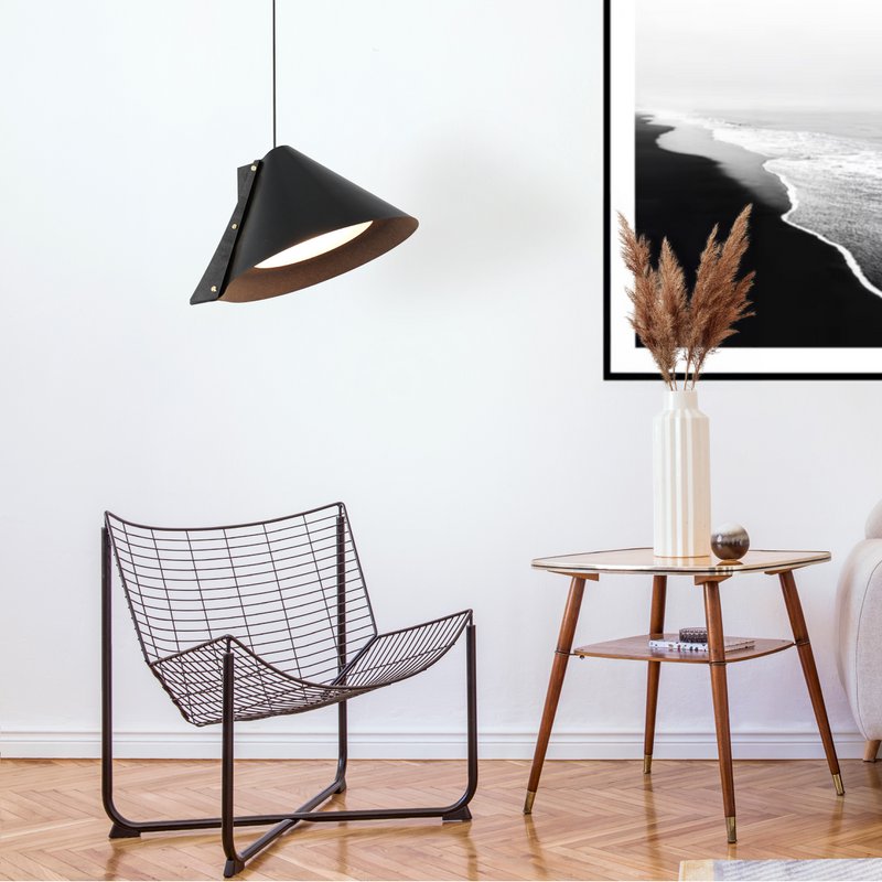 Lampada a sospensione Silence M D40 cm in pelle riciclata