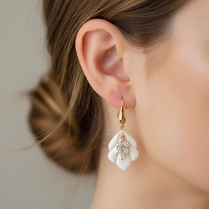 DESIREE – Oorbellen van klei met gouden zirkonen