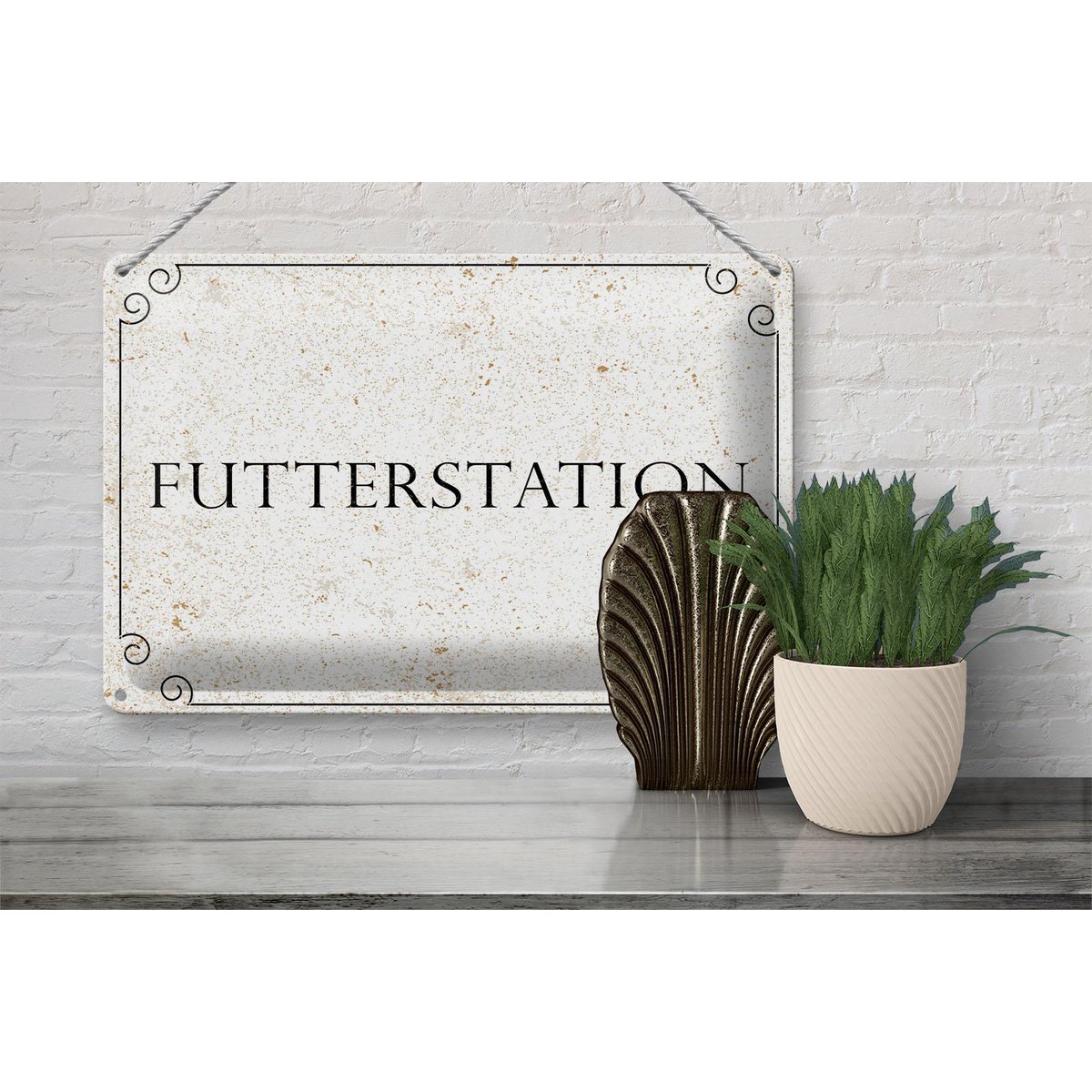 Panneau en tôle avis 20x30 cm station d'alimentation panneau décoratif beige