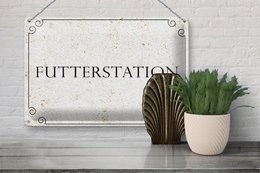 Panneau en tôle avis 20x30 cm station d'alimentation panneau décoratif beige