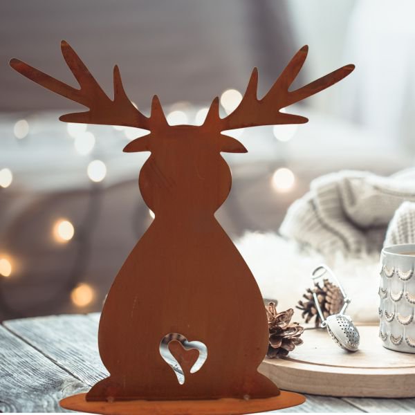 Christmas | Moose rust Christmas decoration figure | on floor plate