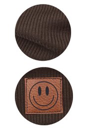 Komplet czapka i komin SMILE - bawełna - brązowy