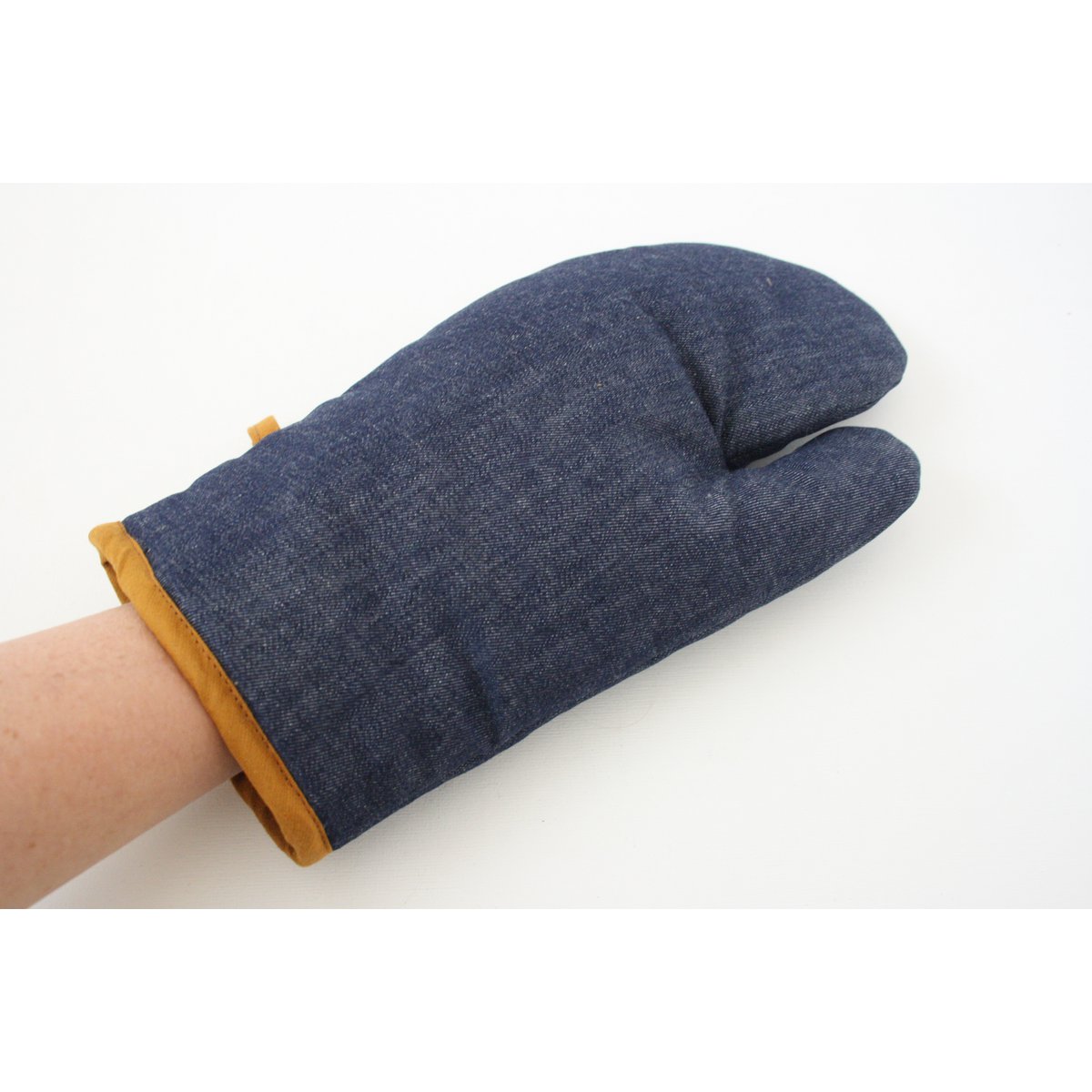 Denim oven gloves