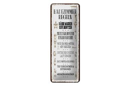 Blechschild Spruch 27x10 cm Badezimmer Regeln 7 Aufgaben Deko Schild