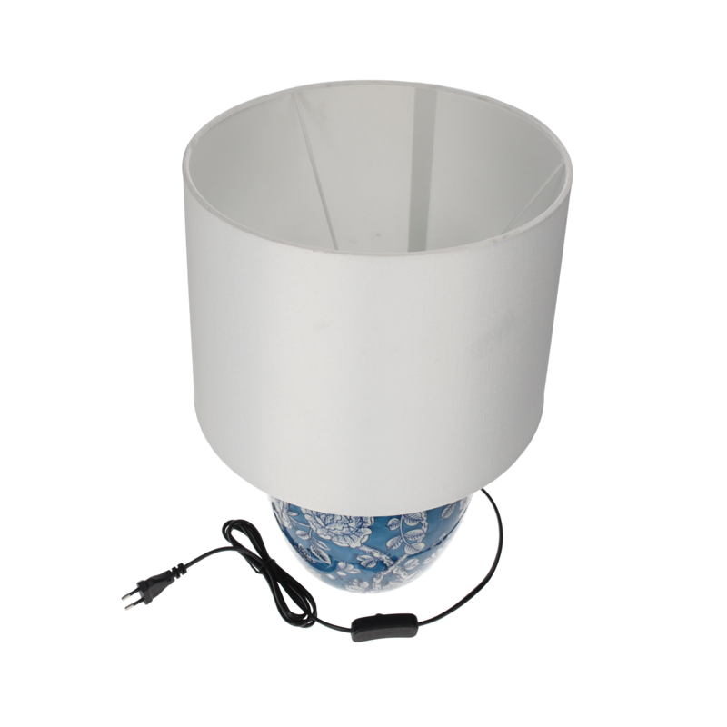 Lampe mit blauem Keramiklampenschirm H 45 T 28 cm