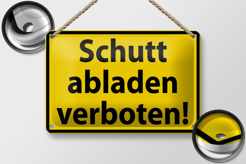 Tin sign warning sign 18x12cm dumping rubble forbidden decoration