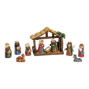 Nativity figurine set made of poly, 11 pieces, 2-9 cm