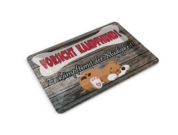 Tin postcard note 10x14 cm Be careful fighting dog, he is struggling with fatigue