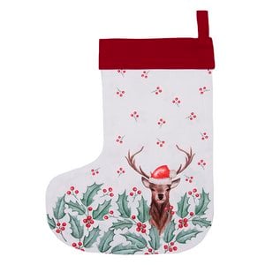 Christmas sock Christmas sock 30x40 cm White Red Cotton