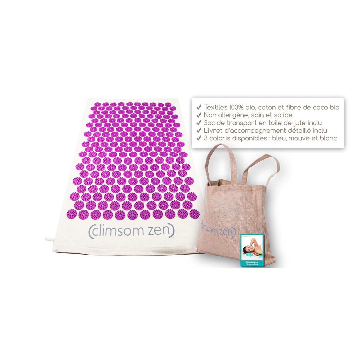 Acupressure mat, 100% organic textiles CLIMSOM Zen