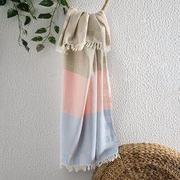 Tyrkisk håndklæde | Patchwork | Blågrøn & Pink & Mælkekaffe