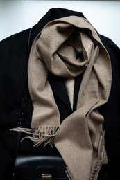 Fin vævet - 100% cashmere vævet tørklæde med frynser