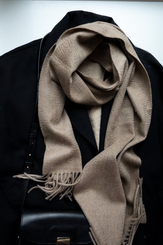 Fin vævet - 100% cashmere vævet tørklæde med frynser