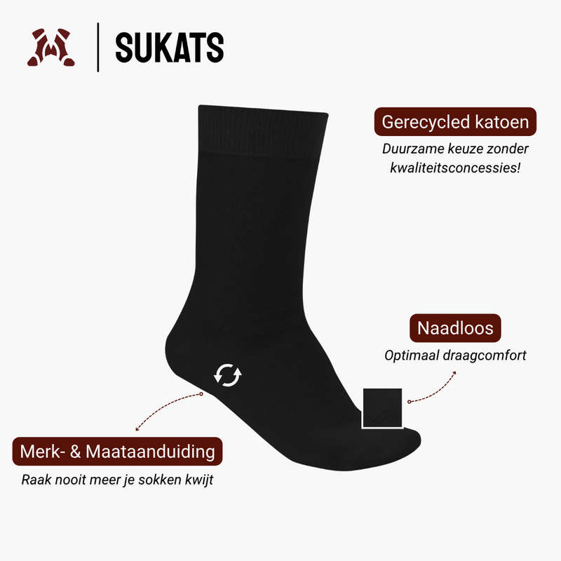 Sukats® 6 par eleganckich, bawełnianych skarpetek na co dzień | Bez szwu | Schludne skarpetki męskie i damskie | Czarny lub niebieski | Wiele rozmiarów