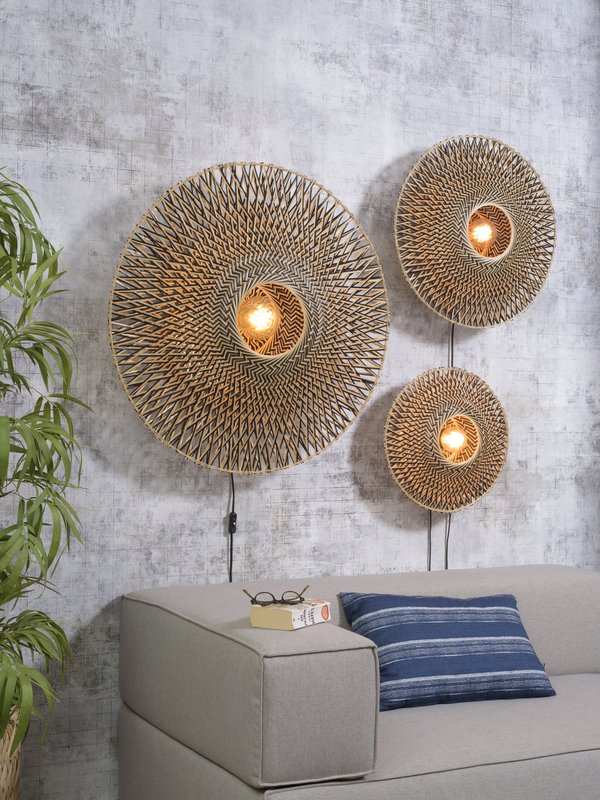 Wandlamp Bali 44cm zw./nat., S