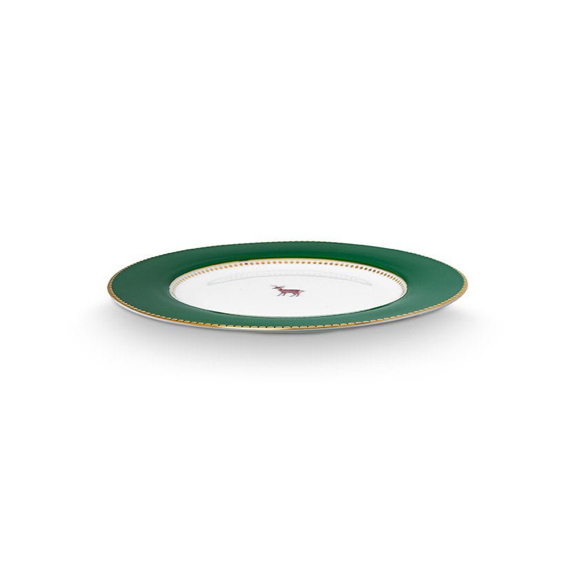 Plate Love Birds Deer Dark Green 17cm