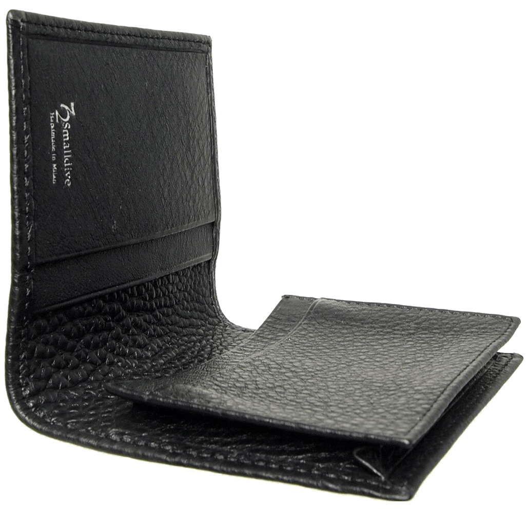 Porte-cartes en cuir de veau grainé Noir