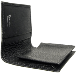 Porte-cartes en cuir de veau grainé Noir