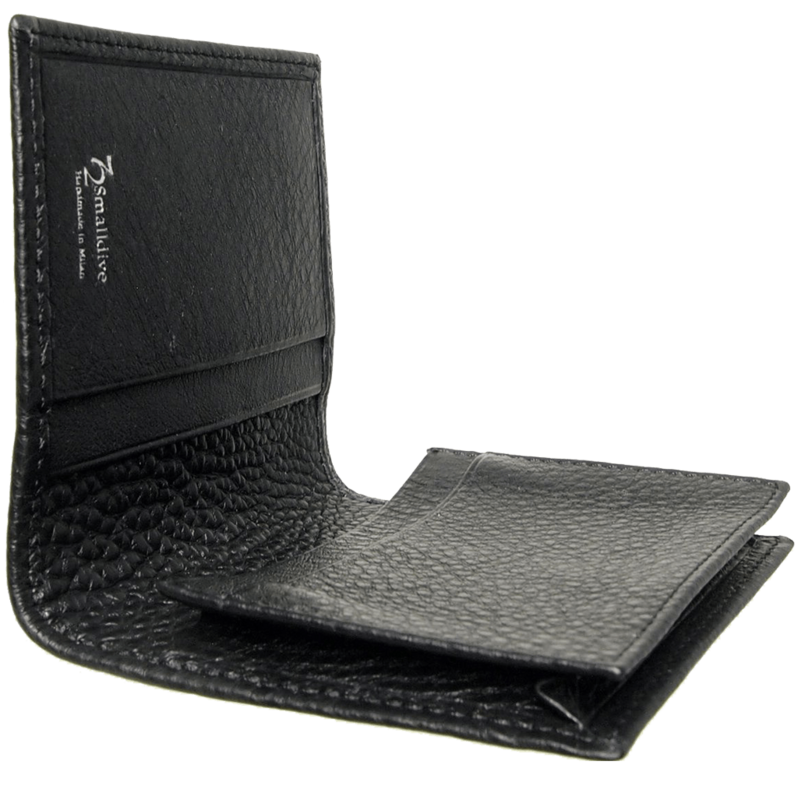 Porte-cartes en cuir de veau grainé Noir