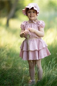 Mädchenbluse mit Rock CHARLOTTE PINK