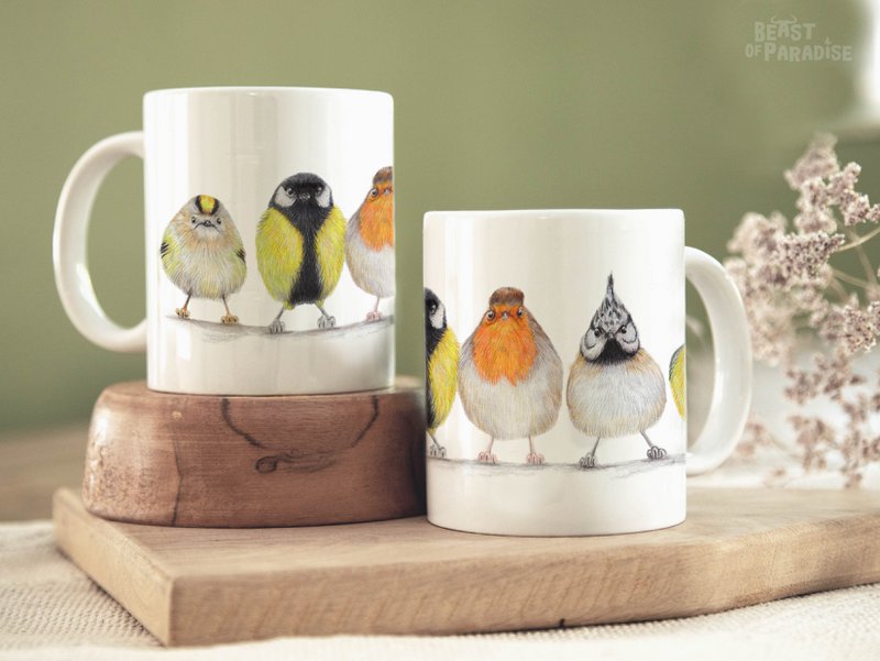 Tazza in ceramica, uccelli europei, tazze divertenti, tazze di animali