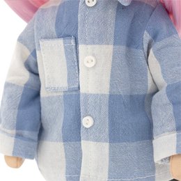 Zacht speelgoed, lieve zussen - Billie in een geruite shirt + bonusaccessoires set (35 cm)