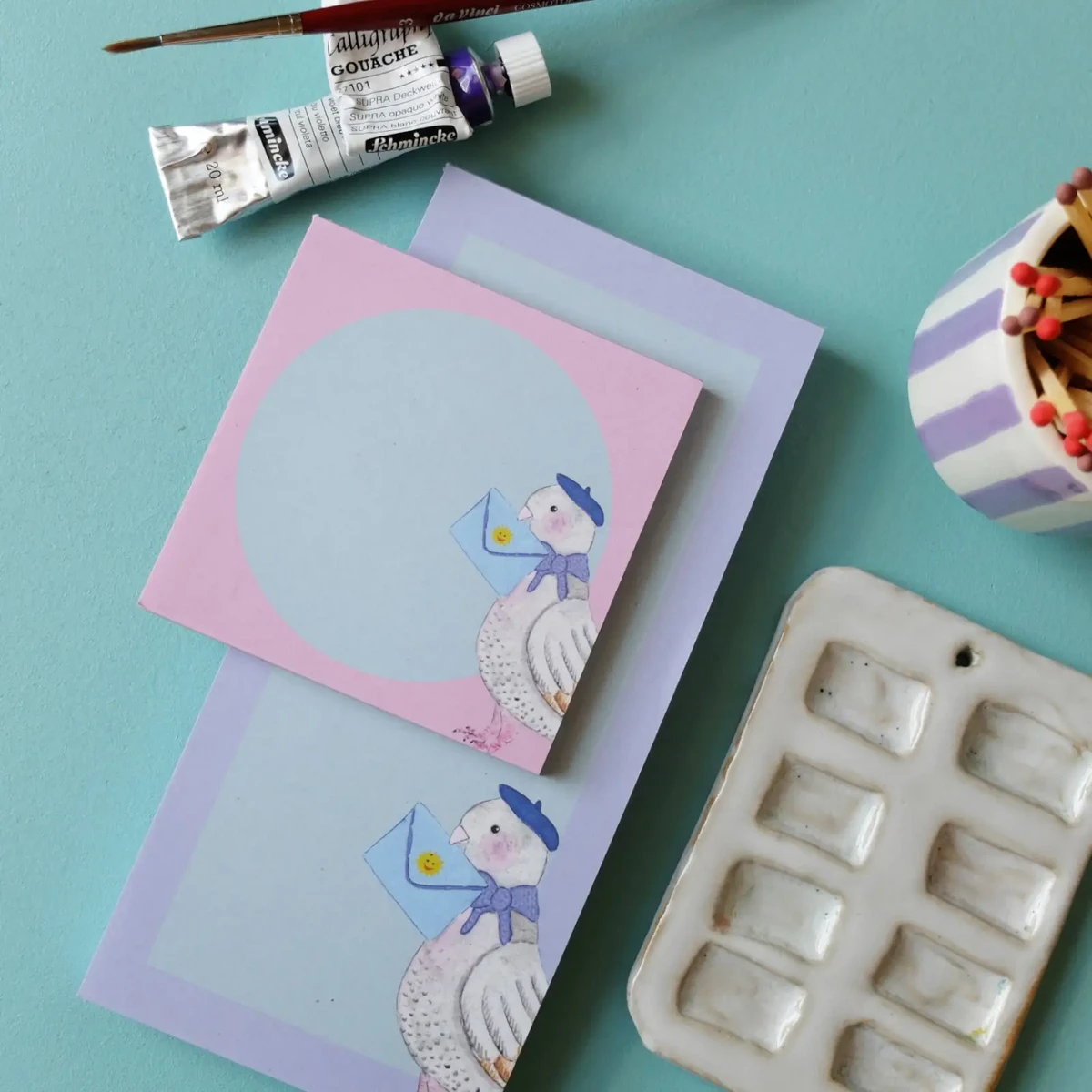Notepad 10x20cm carrier pigeon