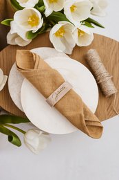 Elegant Personalized Oak Wood Oval Napkin Ring, Custom Engraved Table Decor for Weddings, Dinner Parties, and Home Dining, Wedding Favor