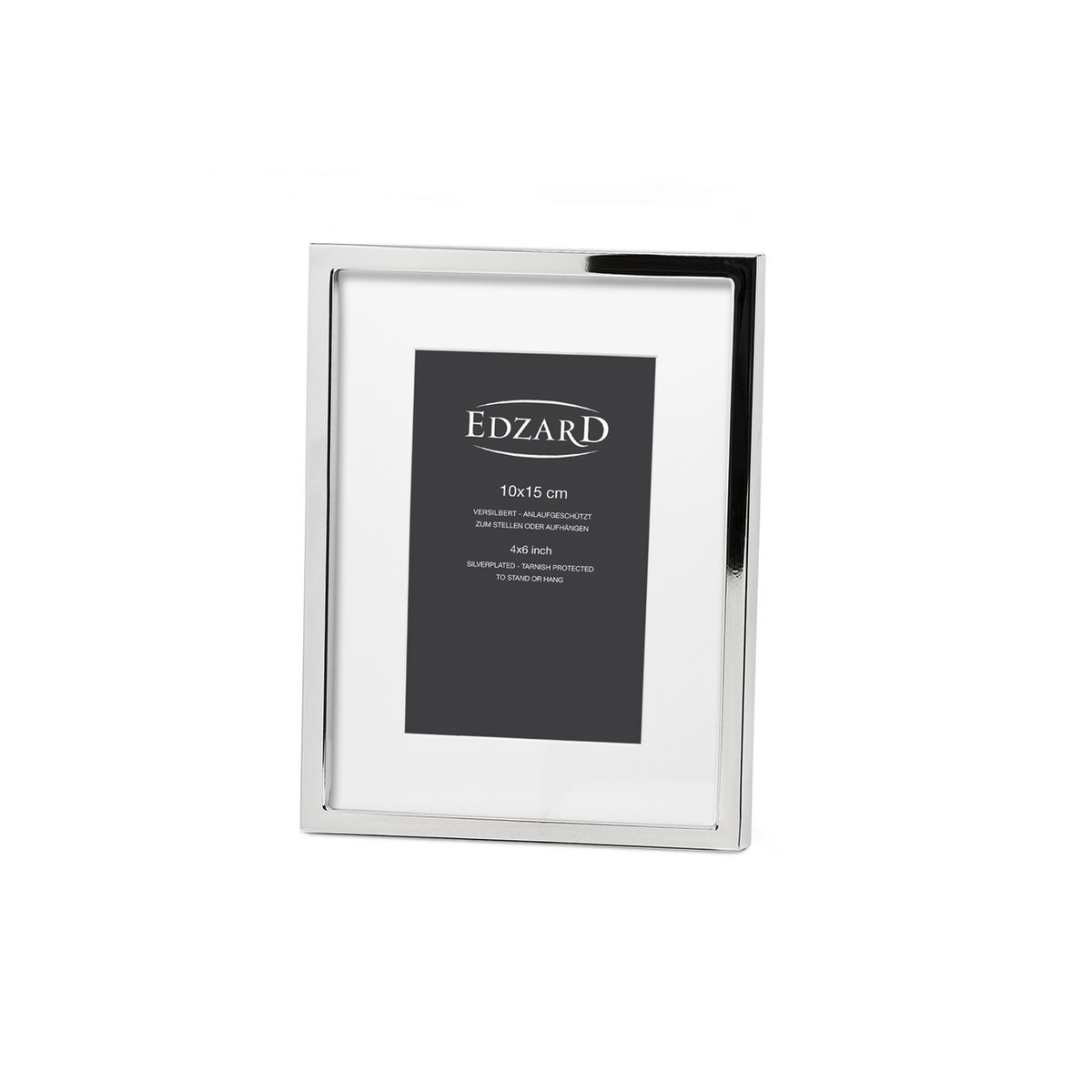 EDZARD Rivoli ramka na zdjęcia 10 x 15 cm, posrebrzana, odporna na matowienie, z 2 wieszakami