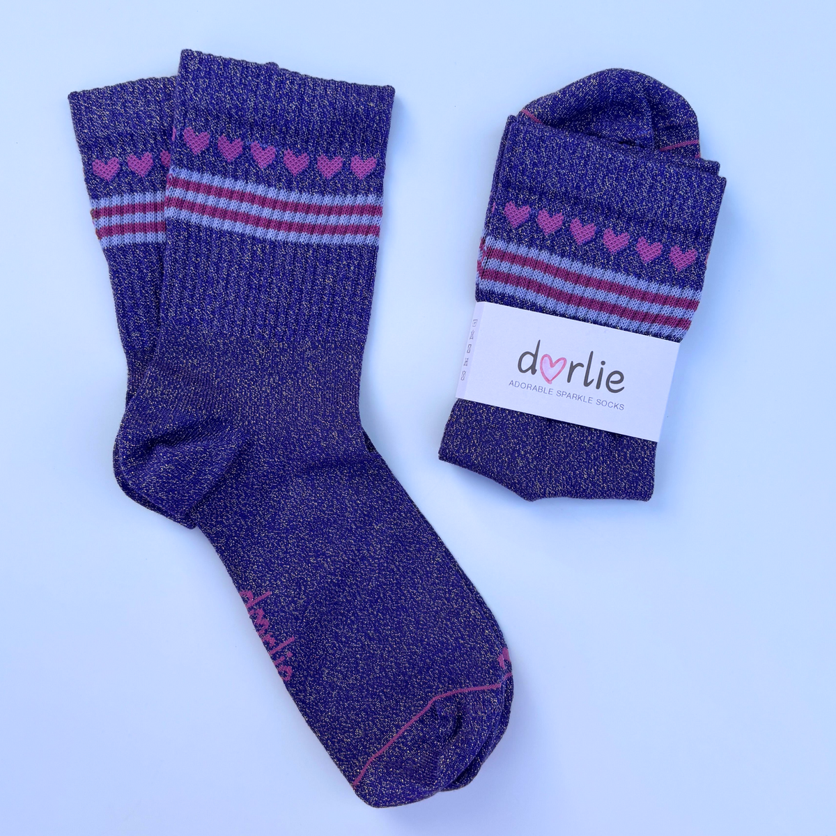 Socke Herzchenkette glitter purple