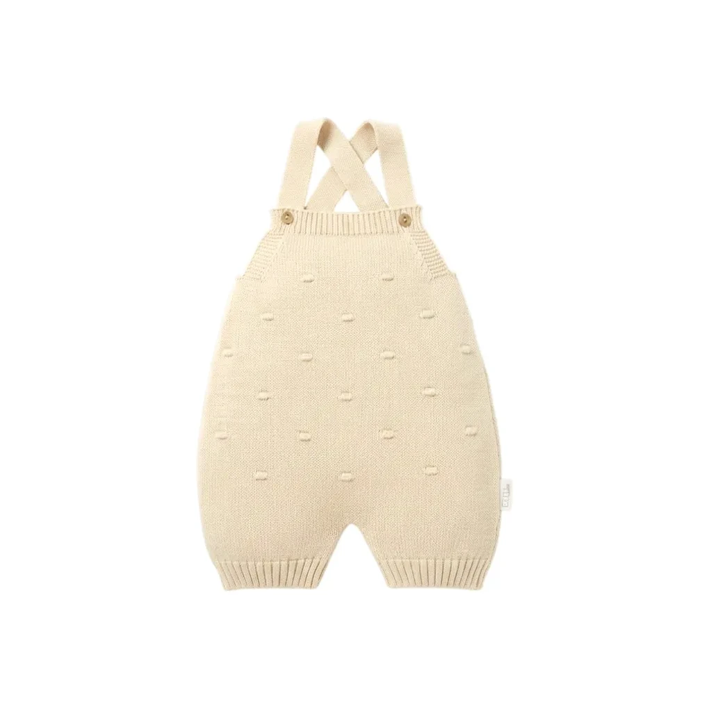 Baby Boy Textured Knit Romper i Ecru